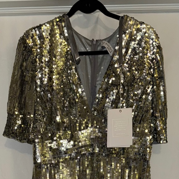 Mac Duggal  Sequined Butterfly-Sleeve Column Gown Women's Dress Size 14 - Picture 5 of 12